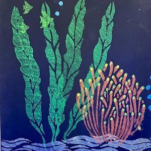 UV BLACKLIGHT CORAL PAINTING Black Canvas Coral Saltwater Reef Ocean Life Art